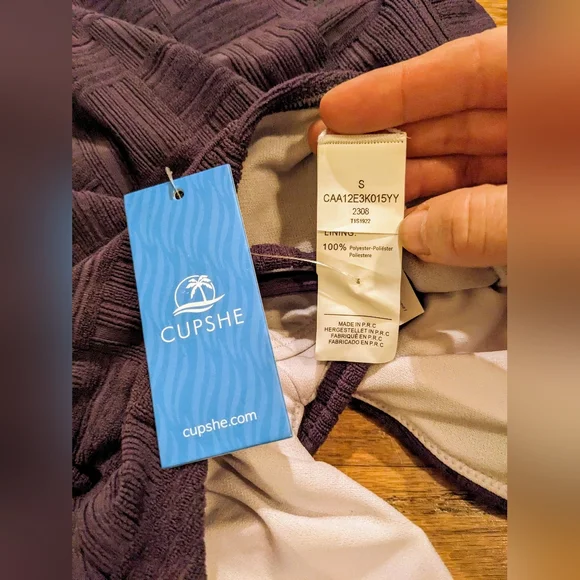 Cupshe Jacquard V-Neck One Piece Swimsuit in Plum sz S NWT - Picture 9 of 12